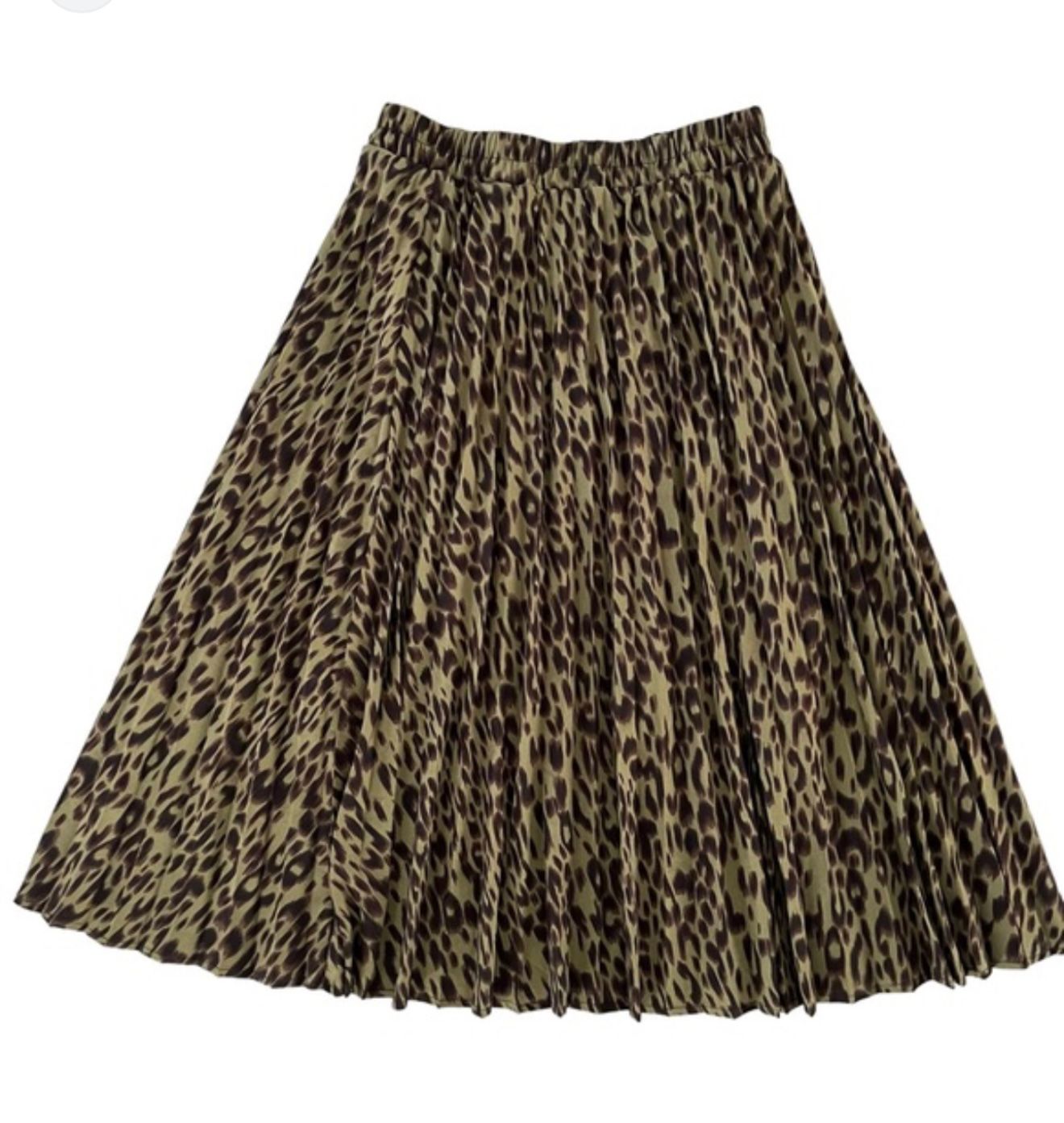 Midi PRINTED PLEATED SKIRT WITH ELASTIC WAISTBAND