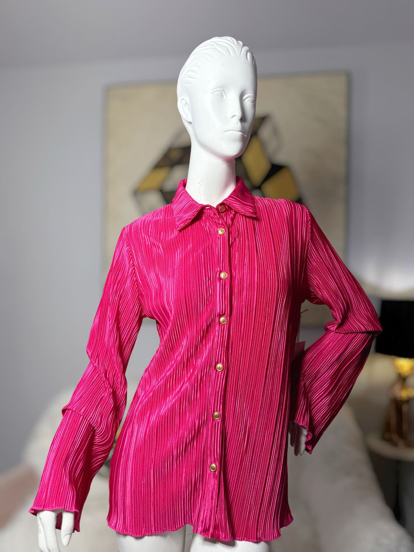 Fuchsia pleated shirt