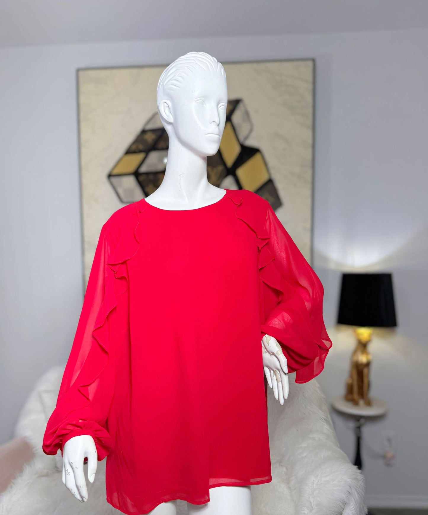 Red Flounced Blouse