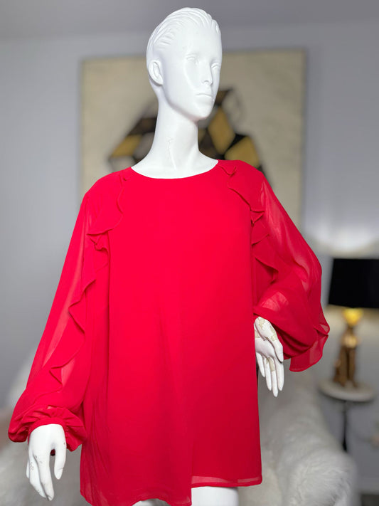 Red Flounced Blouse