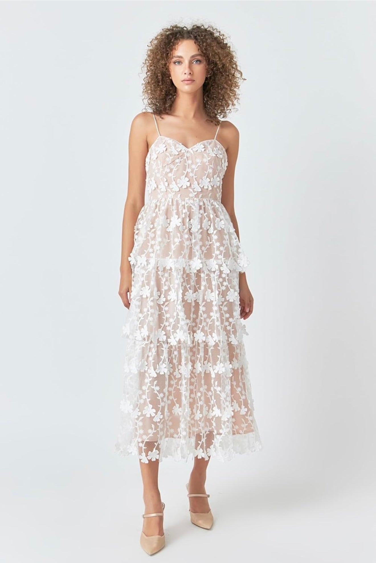 Endless rose layered white midi dress