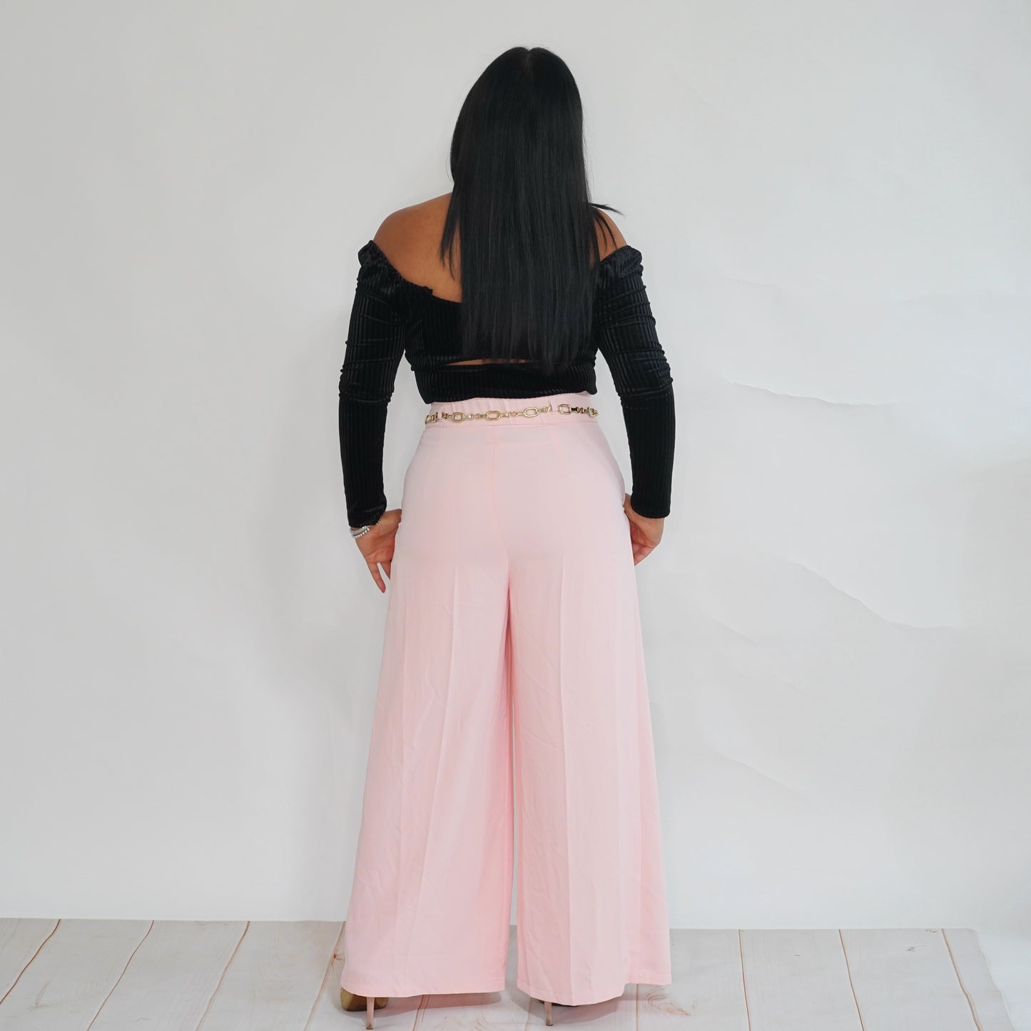 Pastel Pink Pleated Palazzo Pants