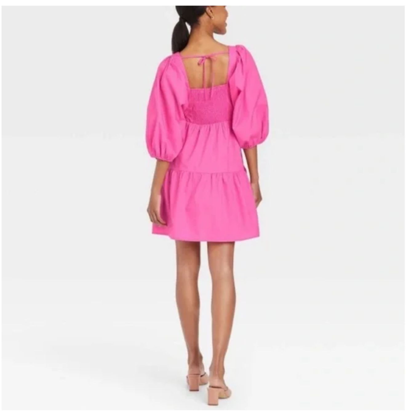 Pink Puff Sleeve Mini Dress